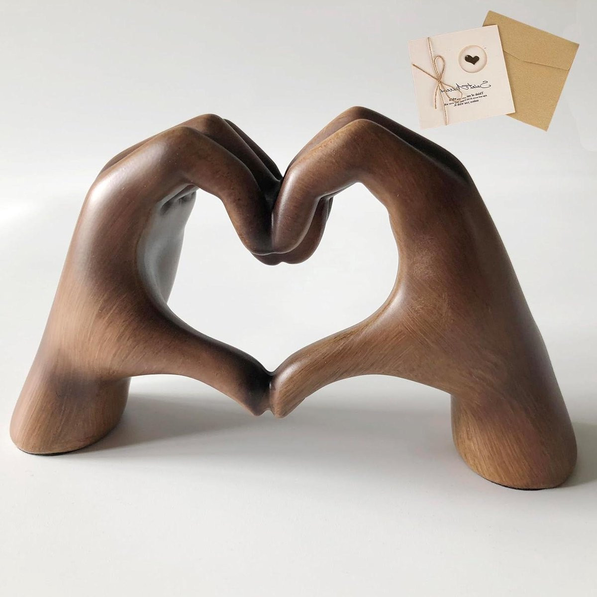 Hart Hand Sculptuur Bruin - Modern Design Liefdessymbool voor Woonkamer Decoratie