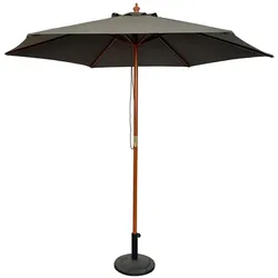 Mojawo, Sonnenschirm, XL Holz Sonnenschirm Marktschirm Gartenschirm Holzgestell Grau Ø3m