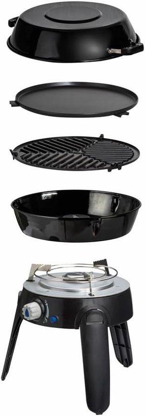 Tragbarer Gas-BBQ - Kompakter Grill - Ideal für Camping und den Außenbereich - Keramikbeschichtung - 30 cm Durchmesser - Schwarz