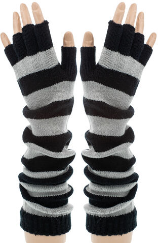 Strick-Handschuhe, grau/schwarz, 40 cm