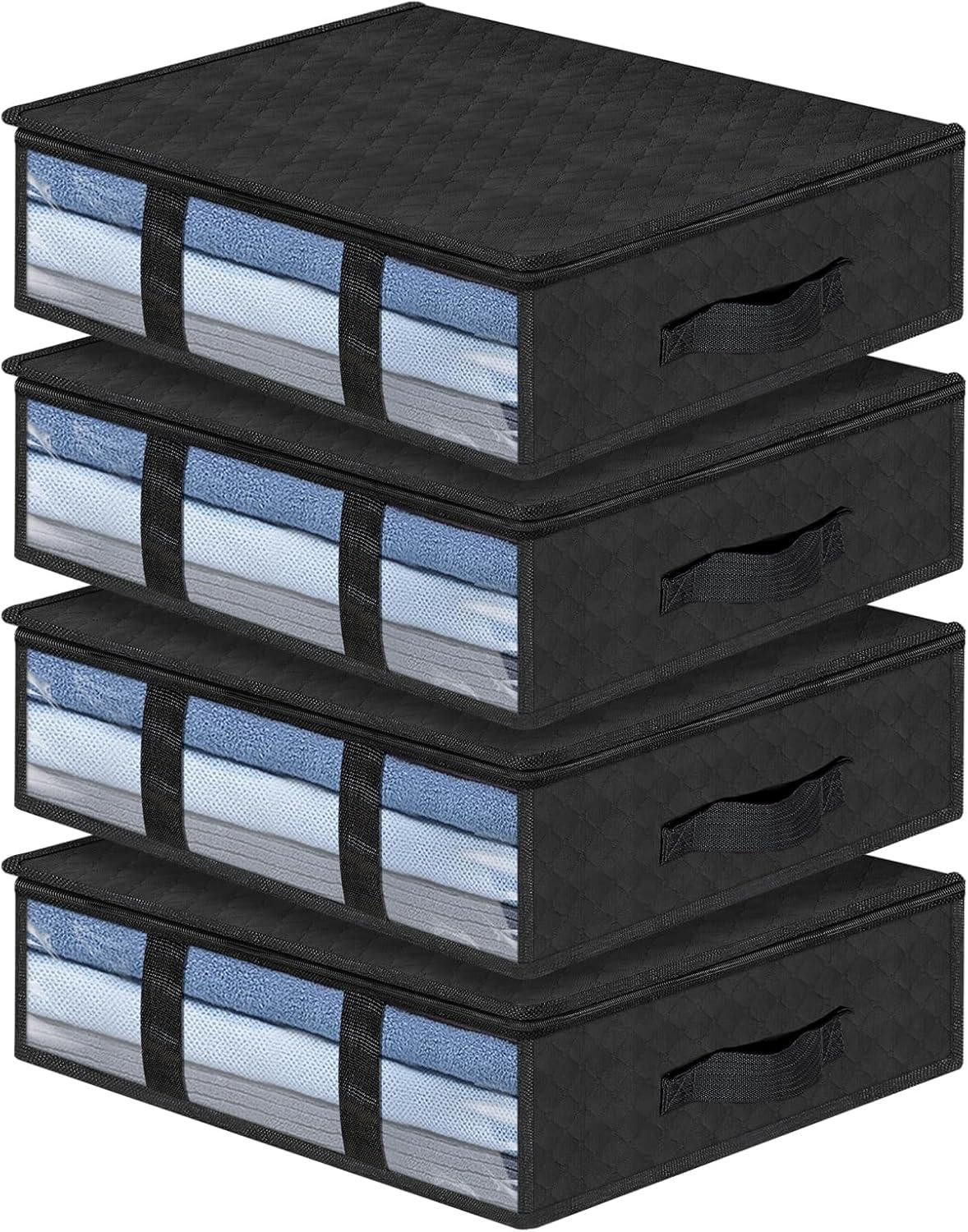 Set van 4 opvouwbare onderbed opbergdozen van textiel met handgrepen