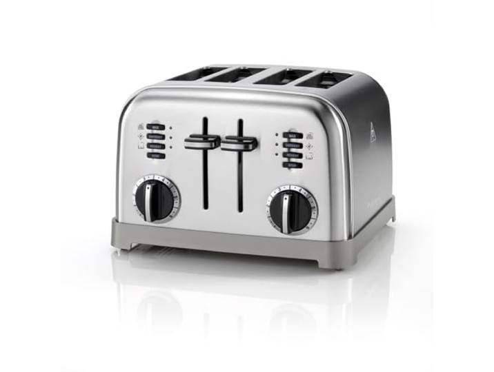 Cuisinart 4-Scheiben-Toaster Breite Schlitze, ideal für dickes Brot und Bagels 6 Bräunungsstufen plus Abtauung Breite Schlitze, High-Lift-Hebel Passender Wasserkocher erhältlich Edelstahl
