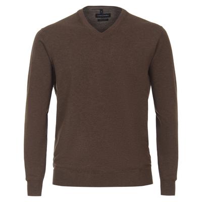Strickpullover CASAMODA "CASAMODA Pullover uni", Herren, Gr. XXL, braun (kastanienbraun), 100% Baumwolle, Pullover Strickpullover