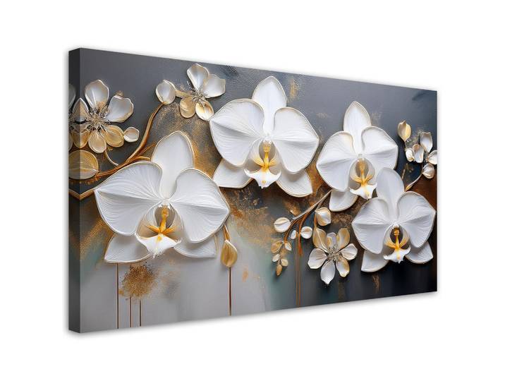 Feeby Leinwandbild Orchideen-weiße Blumen-Abstraktion 100x50cm, Weiß, Rechteckig, 100x50 cm, Bilder & Rahmen, Bilder, Leinwandbilder
