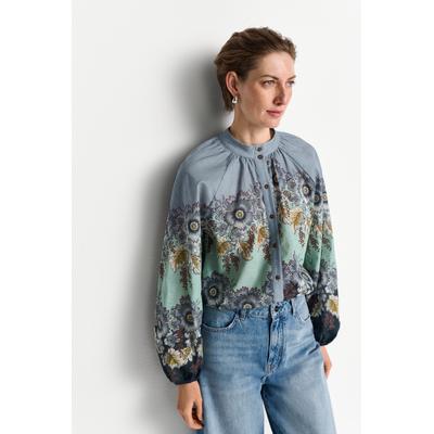 Langarmbluse RICHROYAL, Damen, Gr. 38, midnight blau, Web, Obermaterial: 100% Baumwolle, bequem, Rundhals, Blusen, floralem Bordürenprint