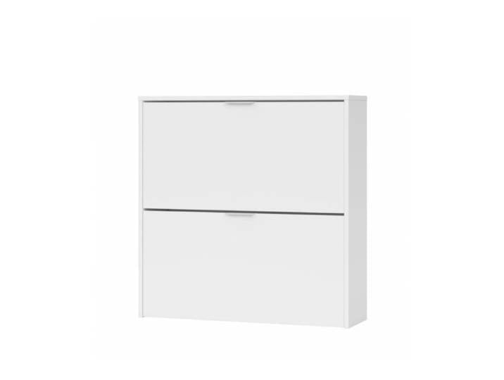 Meuble à chaussures - CALICOSY - VERA - Blanc - 2 portes - Poignées aluminium