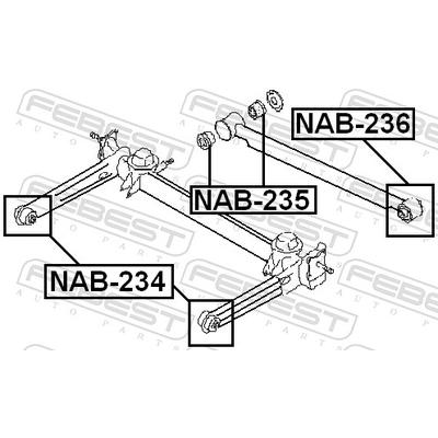 FEBEST Lagerung, Lenker NAB-236 hinter der Achse für NISSAN
