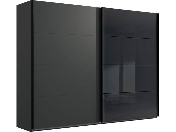 Schwebetürenschrank WIMEX Ernesto , grau (graphit, glas schwarz), B:270cm H:208cm T:65cm, Holzwerkstoff, Schränke, Schwebetürenschrank, mit farbigen Glaselementen