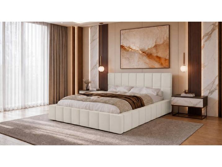 MARPUR Polsterbett ALMA Luxus Polsterbett mit Lattenrost und großem Bettkasten (Polsterbett mit Bettkasten und Kopfteil, Lattenrost, Füße, Anleitung), Gepolstertes Kopfteil für optimalen Lesekomfort & Farben wählbar