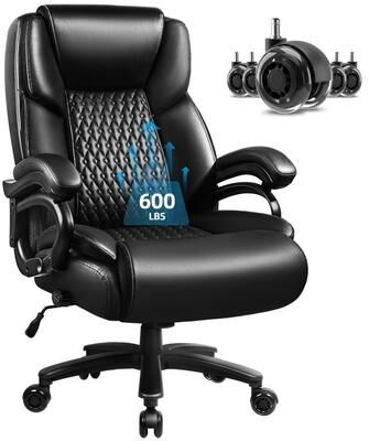 Bossin Big and Tall Executive Office Chair,500LBS Adjustable Lumbar Support Ergonomic Chair with High Back PU Leather Computer