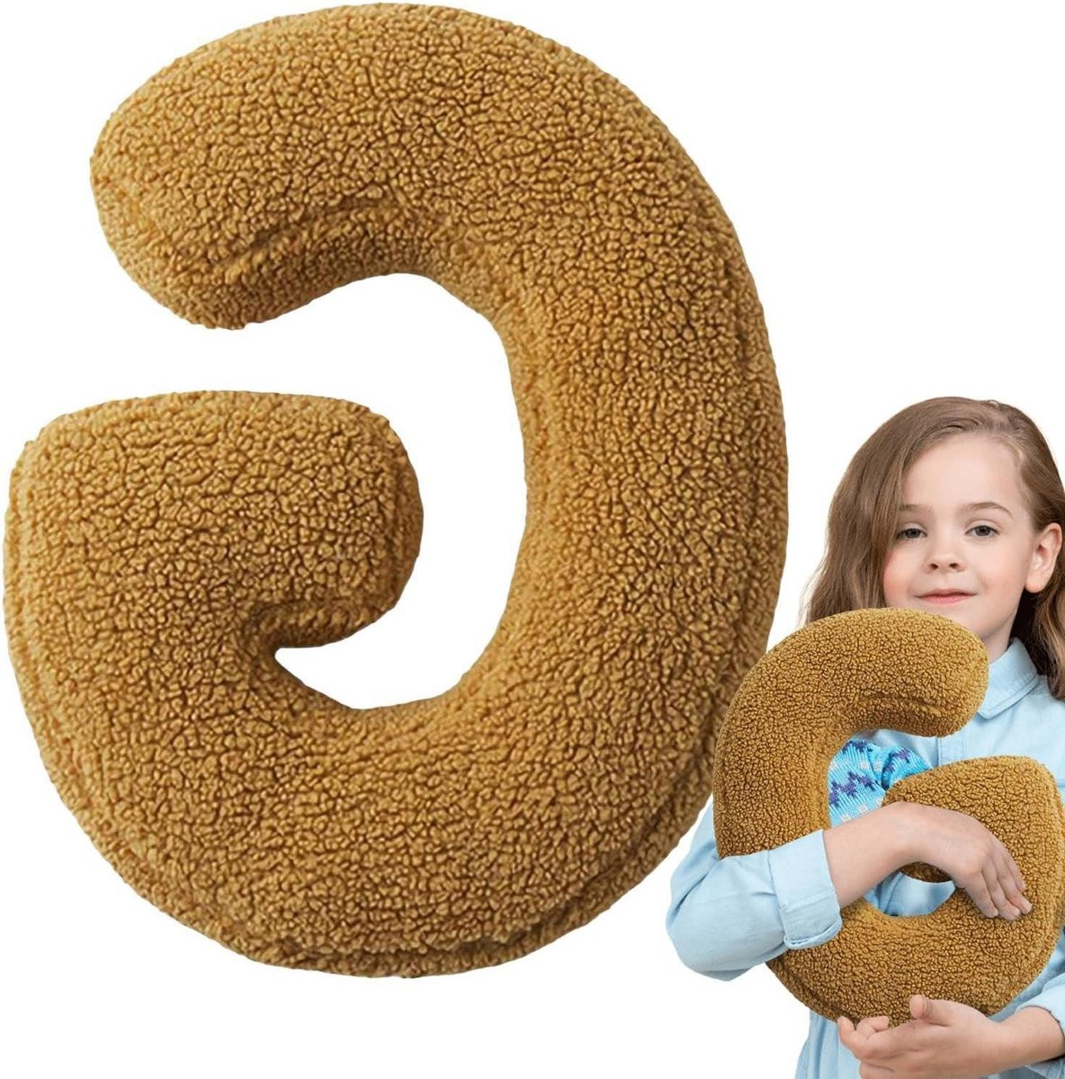 Pluche letterkussen voor kinderen, zacht decoratiekussen gevuld met katoen en polyester