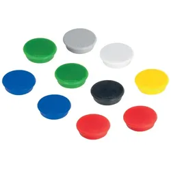 FRANKEN Magnete, Haftmagnete, rund, 24 mm, 10 Stück, farblich sortiert, HM20 99