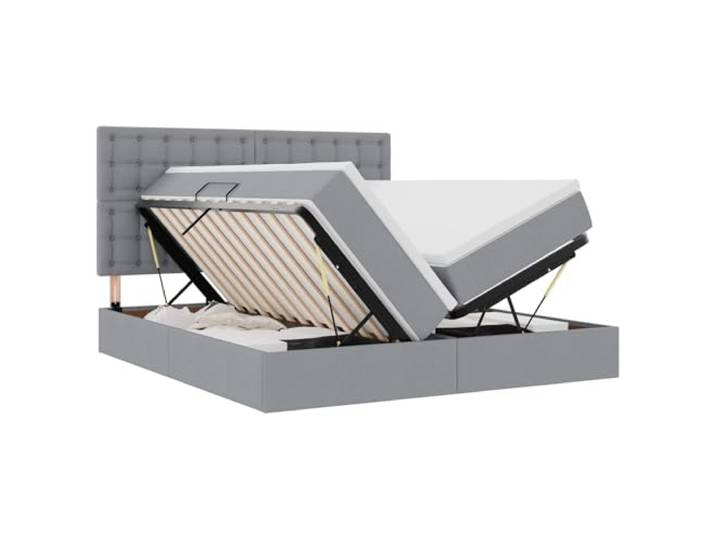 KKgypkn Modernes Kunstlederbett mit Matratze 180x200 cm, Stauraumbett Hellgrau mit hydraulischem Liftmechanismus, geräumiges Kopfteil, Metallrahmen, Aufbewahrungsbett für Schlafzimmer