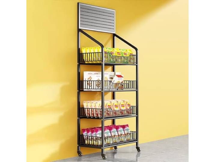 Snack-Organizer, 4-lagiger Snack-Regal-Organizer(Black,55.1x15.7in/140x50cm)
