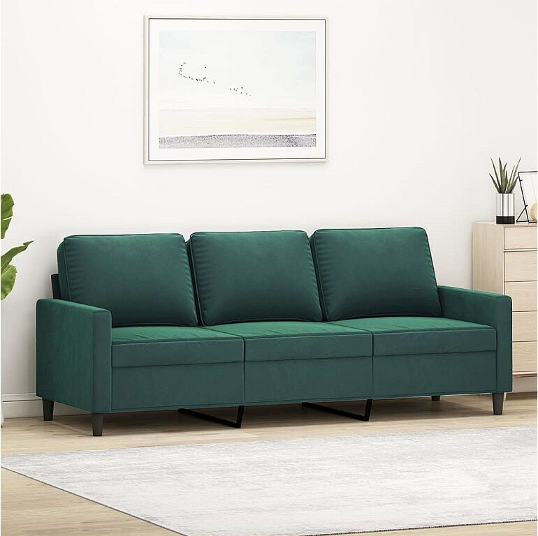 Clicnbuy Sofá de 3 plazas terciopelo verde oscuro 180 cm