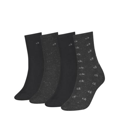 Socken CALVIN KLEIN "CK WOMEN SOCK 4P GIFTING AOP", Damen, schwarz, Obermaterial: 43% Polyester, 33% Polyamid, 22% Viskose, 1% metallisierte Fasern, 1% sonstige Fasern, Socken Socken