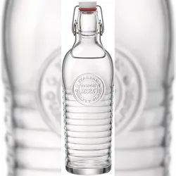 Bormioli Rocco Officina 1825 Transparente Glasflasche mit weißem mechanischem Verschluss, 1,2 ltr.