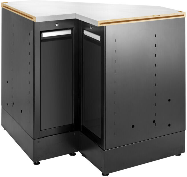 Facom Meuble d’angle bas JLS3 avec planche en acier inoxydable noir (JLS3-MBSCSGBS)