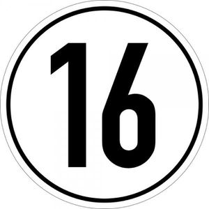 SafetyMarking Fahrzeugkennzeichnung Geschwindigkeitsschild 16, Ø 20 cm, aus Aluminium
