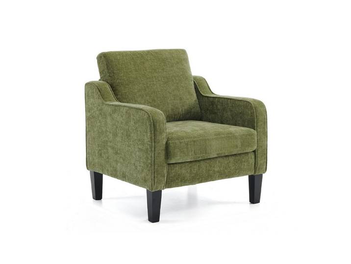 VINGLI Sessel Chenille, Einzelsessel mit Holzbeinen, Polstersessel 76x78 x84cm, Lesesessel mit Armlehnen für Wohnzimmer, Schlafzimmer & Büro