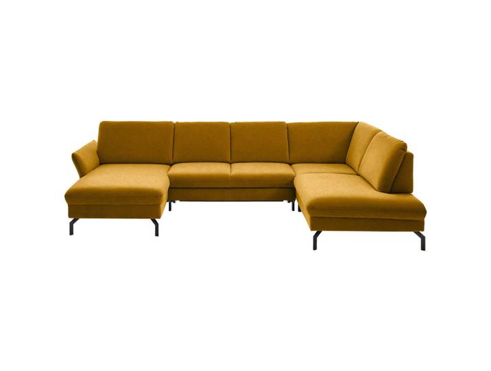 Beldomo System Wohnlandschaft, Currygelb, Metall, 5-Sitzer, U-Form, 335x220 cm, Goldenes M, Stoffauswahl, Sitzqualitäten, seitenverkehrt erhältlich, individuell planbar, Wohnzimmer, Sofas & Couches, Wohnlandschaften, Wohnlandschaft U-Form