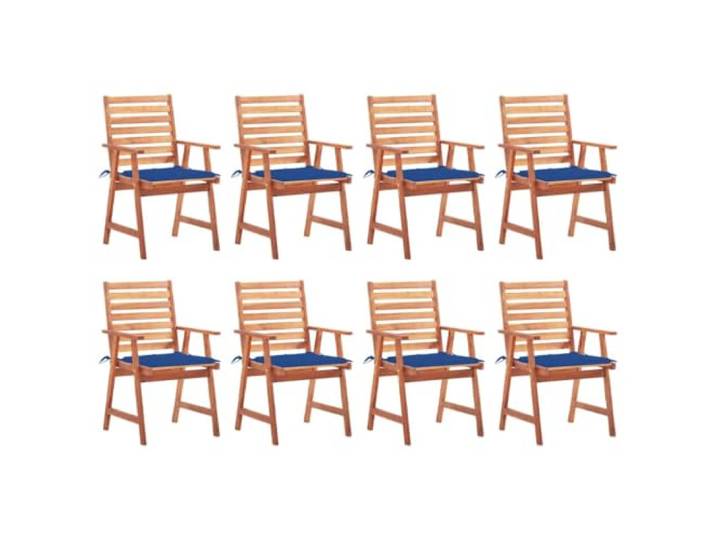 KUTYWEXFM 8er Set Gartenstühle mit Kissen, Essstühle aus Akazienholz Bequeme Sitzgruppe für Terrasse und Veranda mit königsblauen Auflagen sowie ergonomischen Armlehnen für gesellige Runden.