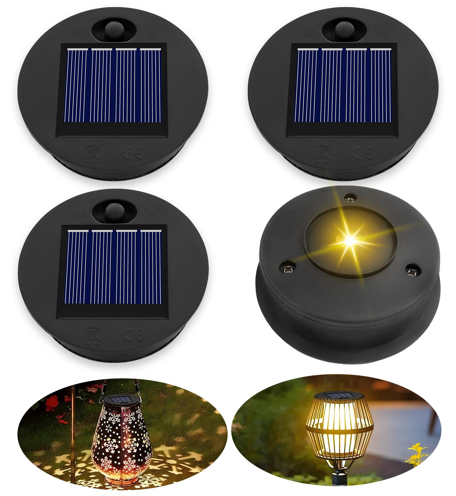 Selius Vervangende bovenkant op zonne-energie voor buitenlantaarns, 7 cm