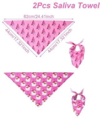 Inspire Select 2 Pcs Christmas Dog Bandanas Santa & Christmas Tree Holiday Pet Scarf Triangle Bibs For Small, Medium & Large Dogs 2