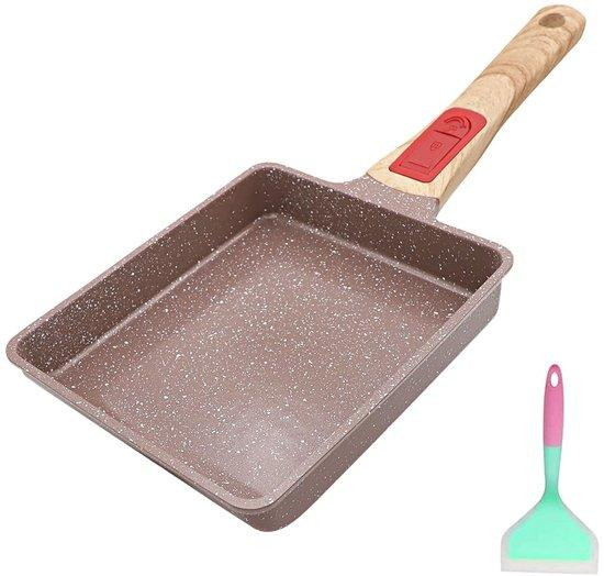 Ibenzoa Keramische Tamagoyaki-omeletpan met antiaanbaklaag en afneembaar handvat, B/D/H: 19 x 16 x 3,5 cm