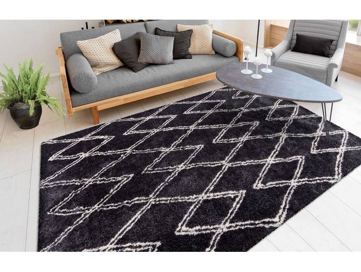 Teppich ME GUSTA Orlando 325 , grau (anthrazit), B:200cm H:27mm L:290cm, Polyester, Teppiche, Teppich, Weicher Hochflorteppich, dezent gestaltet,Fussbodenheizung geeignet