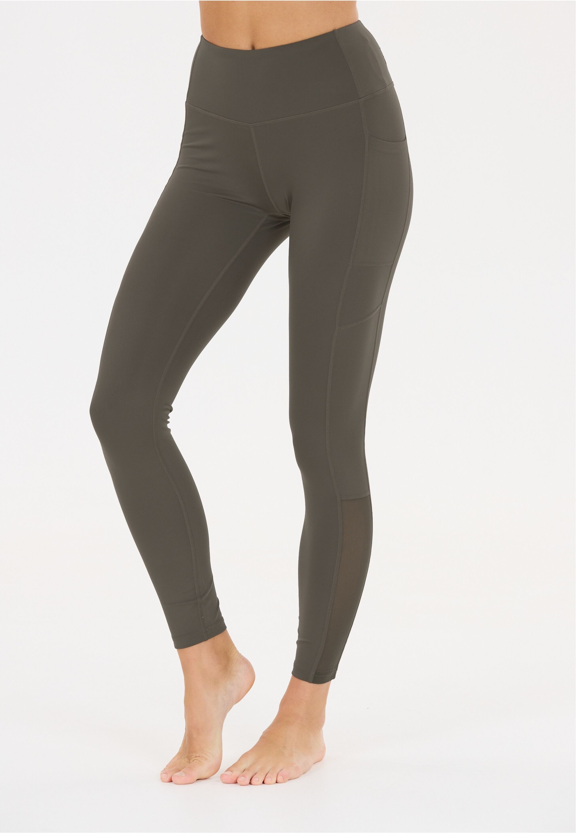 Trainingstights ATHLECIA "Elli", Damen, Gr. 34, EURO-Größen, braun, 80% Polyester, 20% Elasthan, unifarben, Hosen, mit flachen Nähten und Quick Dry-Technologie