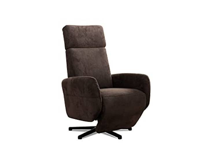 Cavadore TV-Sessel Cobra / Fernsehsessel mit Liegefunktion, Relaxfunktion / Stufenlos manuell verstellbar / Sternfuß, belastbar bis 130 kg / 71 x 110 x 82 / Lederoptik, Dunkelbraun