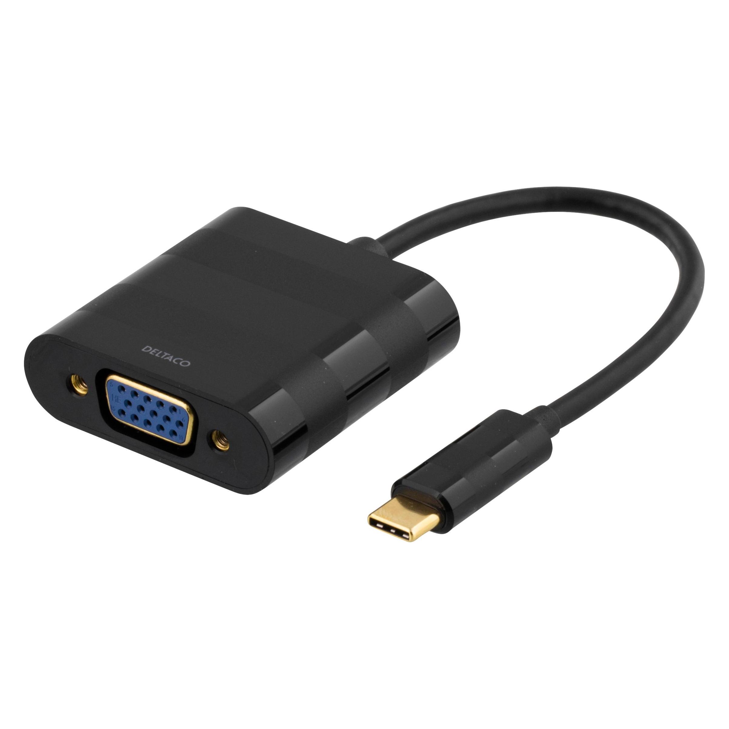 Deltaco USBC-1098 video cable adapter USB Type-C VGA (D-Sub) Black (USBC-1098)