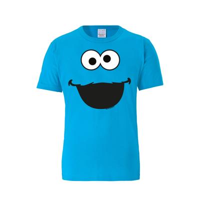 T-Shirt LOGOSHIRT "Krümelmonster - Sesamstrasse", Herren, Gr. XL, türkis, 100% Baumwolle, bedruckt, normal, Rundhals, Shirts T-Shirt, mit Retro-Print