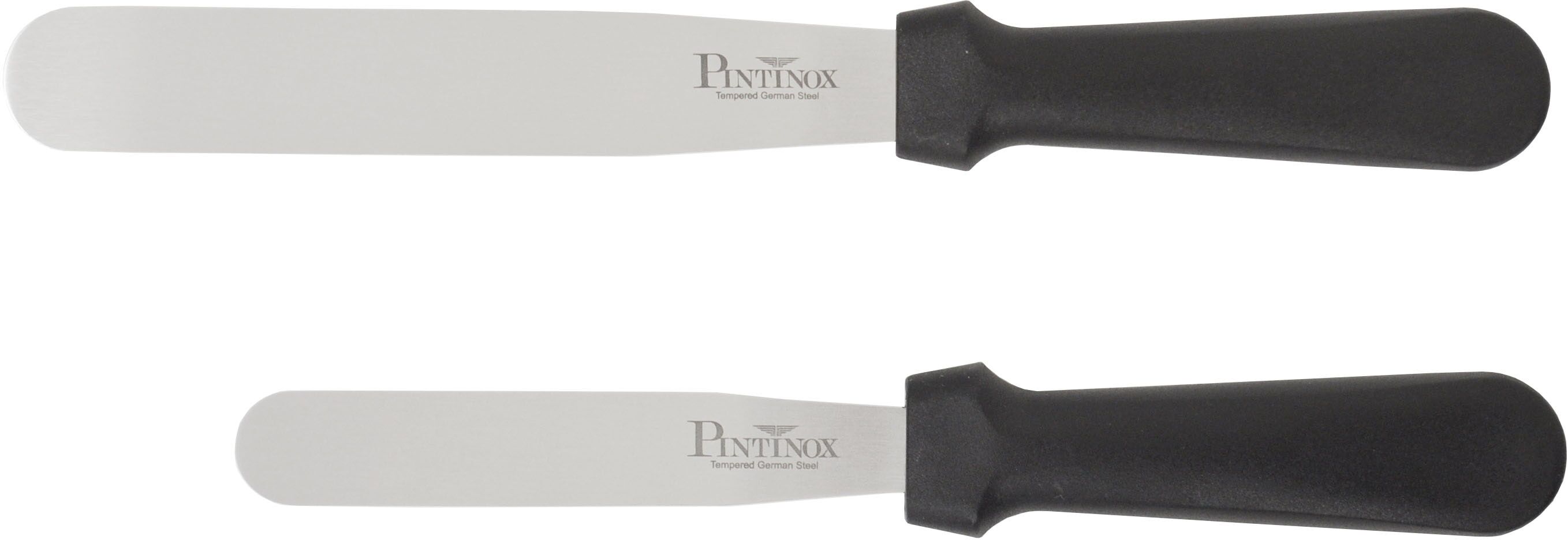 Streichpalette PINTINOX "Professional", schwarz (edelstahlfarben, schwarz), Edelstahl, Kunststoff, Küchenpaletten, Edelstahl, spülmaschinengeeinget, 1 Spatel 10,5cm, 1 Spatel 15,9 cm
