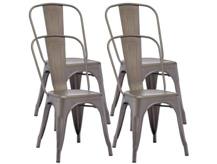 Duhome 4er Set Esszimmerstuhl aus Metall mit Rückenlehne, Metallic Braun Bistrostuhl aus Eisen Esszimmerstuhl, Stapelbare Küchenstühle