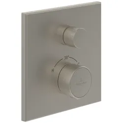 Villeroy & Boch Unterputz-Thermostat Universal Taps & Fittings, Brushed Nickel Matt, 157x66x157 mm, Thermostatfunktion mit Mengenregulierung