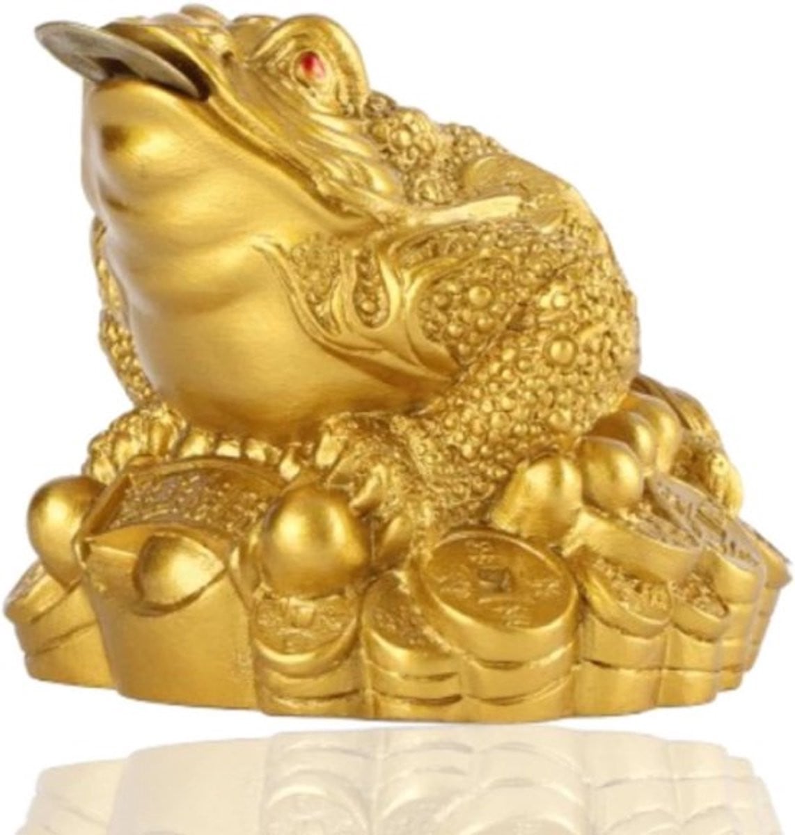 Geldkikker Rijkdom Geluk - Messing Feng Shui Standbeeld met Chinese Munt voor Decoratie