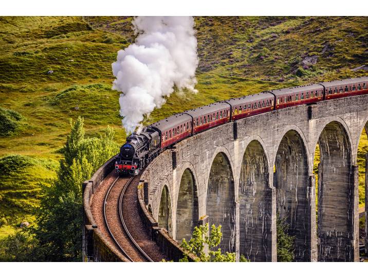 Fototapete PAPERMOON LOKOMOTIVE-HERBST NATUR LANDSCHAFT ZUG VINTAGE DAMPFLOK , bunt, B:5m L:2,8m, Vlies, Tapeten, Fototapete