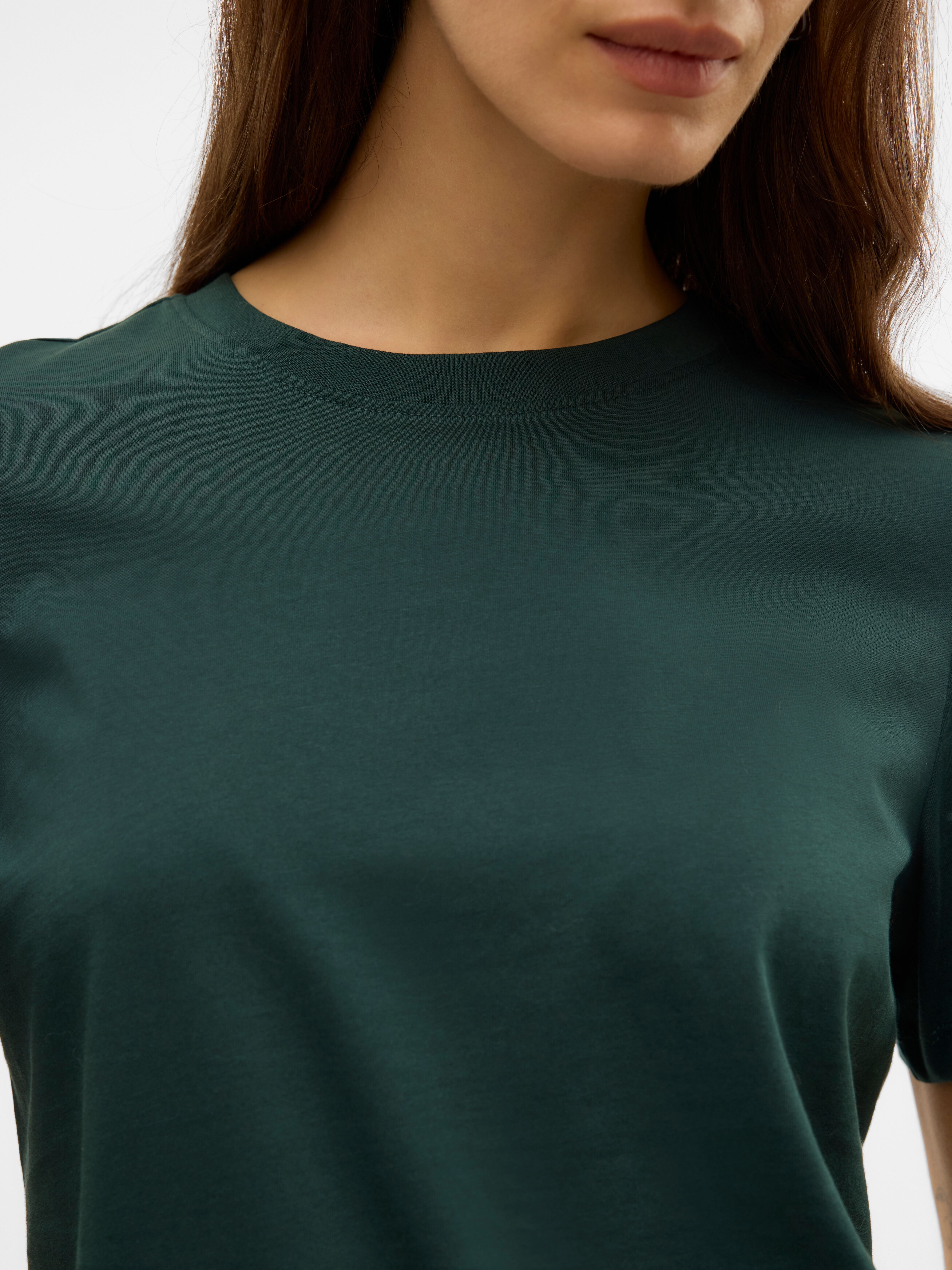 Kurzarmshirt VERO MODA "VMPAULINA SS T-SHIRT GA JRS NOOS", Damen, Gr. S, grün (pine grove), Jersey, Obermaterial: 100% Baumwolle, unifarben, normal, Rundhals, Shirts Kurzarmshirt, Baumwolle, regular fit pine grove S