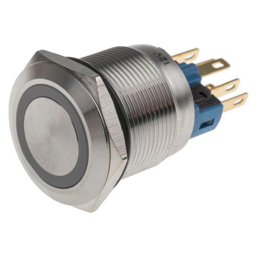 RS PRO Switch Pushbutton Stainless Green ring (8118499)