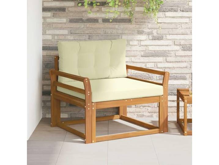 LPERTGFHU Mittelsofa Akazie Braun, Outdoor Lounge-Sessel mit Armlehnen Wetterfestes Massivholz, Latten-Design, Für Balkon & Terrasse