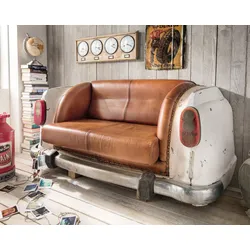 die Faktorei »Ambassador« Original Autosofa mit Leder-Polsterung