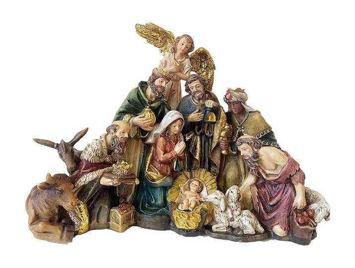 Krippenfigur BOTANIC-HAUS Krippenblock mit Eseln 20,2 cm , bunt, B:20,2cm, Polyresin, Dekofiguren, Krippenfigur