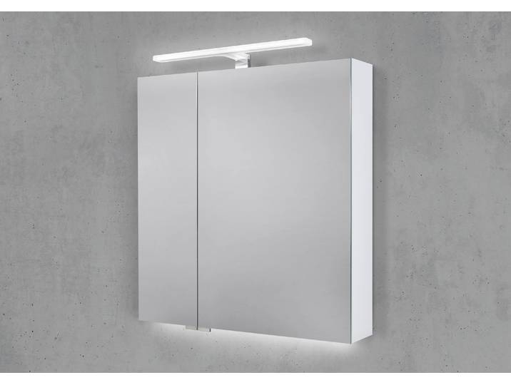 Spiegelschrank 70 cm mit MULTI LED Acryl Aufsatzleuchte Doppelspiegeltüren