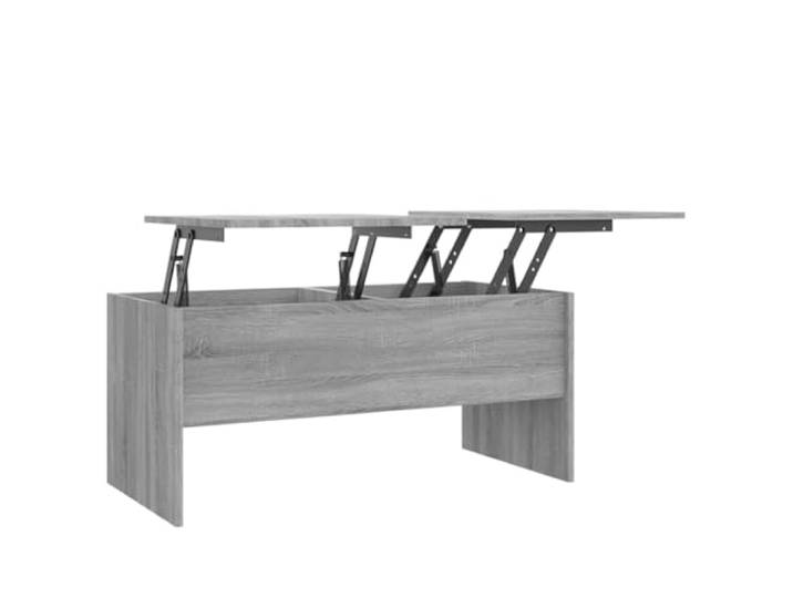 Favemtsl Couchtisch Höhenverstellbar Grau Sonoma 102x50,5x46,5 cm Praktischer Wohnzimmertisch mit anhebbarer Tischplatte und zwei verdeckten Fächern für Ordnung im Alltag.