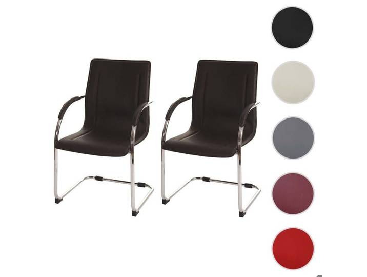 2x chaise de conférence Samara chaise visiteurs cantilever similicuir ~ marron