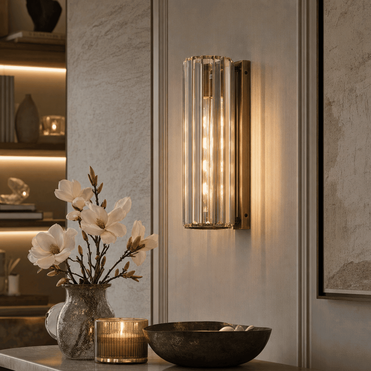 Cressida Glass & Bronze Wall Light