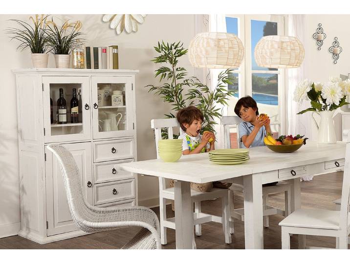 1a Direktimport Highboard Highboard - 2 Glas-, 1 Holztür, 4 Schübe
