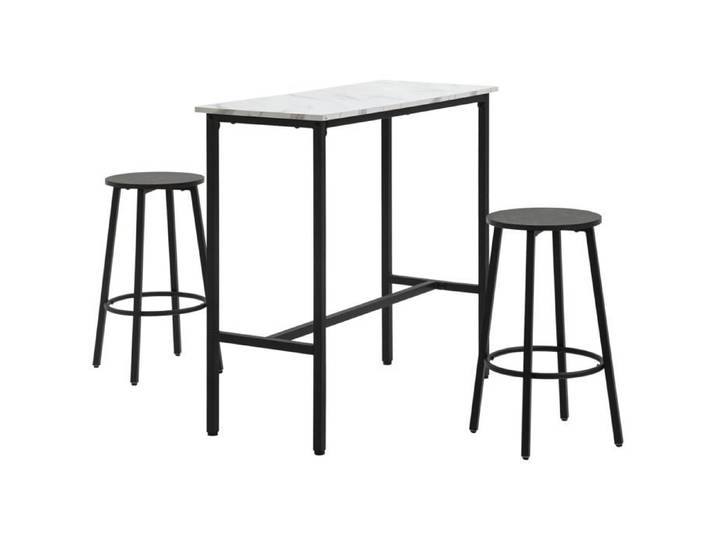 HOMCOM Ensemble de table de bar élégant Tabouret de bar 3 pièces aspect marbre